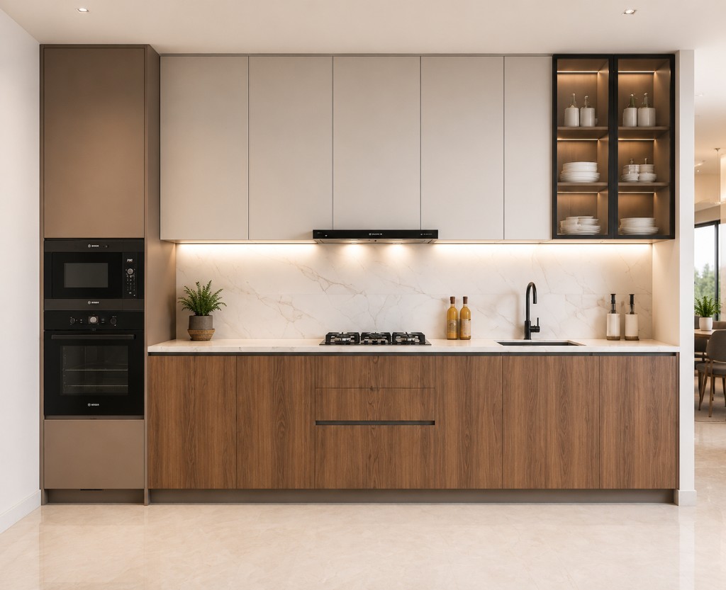 Wood and ivory laminate kitchen