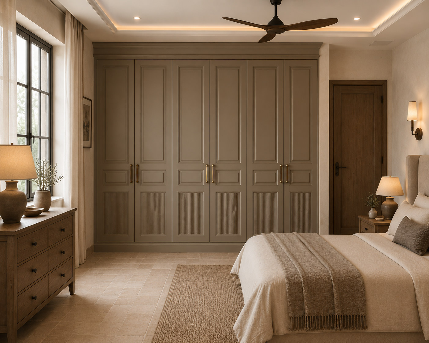 Taupe shaker-style PU wardrobe